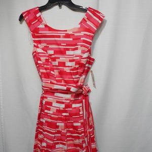 Covington Pink Retro Print Fit and Flare Dress